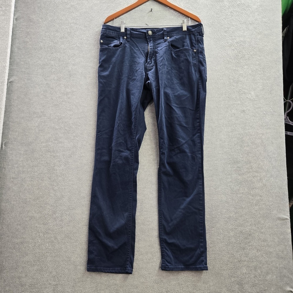 Buffalo David Bitton Men Pants 34X32 Navy Blue Chino Twill Button 31" Inseam